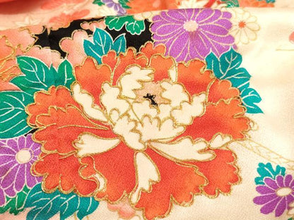 平和屋着物[]七五三　女の子　３歳　祝着　三つ身　駒刺繍　花丸文　暈し染め　金彩　逸品　AABJ5384ja