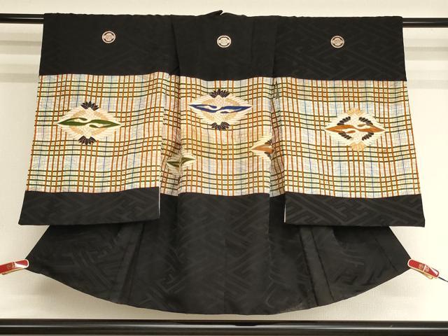 平和屋本店[]七五三　男の子　祝着・羽織・長襦袢・行灯袴・小物セット　向かい鶴菱文　金彩　箱付き　洗える着物　AABJ5385ja