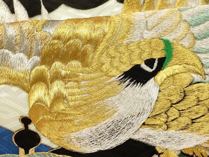 平和屋着物[]お宮参り　男の子　祝着　産着　初着　のしめ　刺繍　鷹　几帳文　金銀糸　金彩　洗える着物　AABJ5388ja