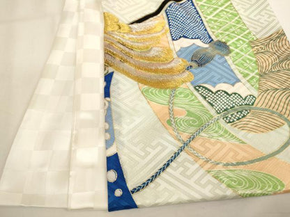 平和屋着物[]お宮参り　男の子　祝着　産着　初着　のしめ　刺繍　鷹　几帳文　金銀糸　金彩　洗える着物　AABJ5388ja