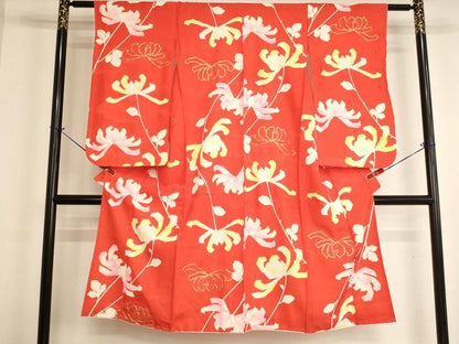 平和屋着物[]七五三　女の子　７歳　祝着　四つ身　駒刺繍　枝花文　金彩　逸品　AABJ5389ja