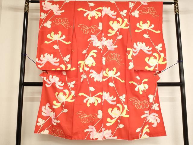 平和屋着物[]七五三　女の子　７歳　祝着　四つ身　駒刺繍　枝花文　金彩　逸品　AABJ5389ja