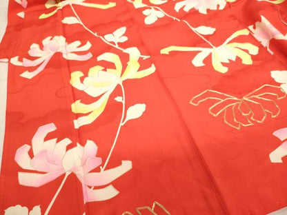 平和屋着物[]七五三　女の子　７歳　祝着　四つ身　駒刺繍　枝花文　金彩　逸品　AABJ5389ja