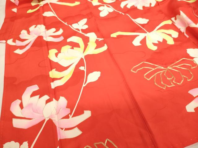 平和屋着物[]七五三　女の子　７歳　祝着　四つ身　駒刺繍　枝花文　金彩　逸品　AABJ5389ja