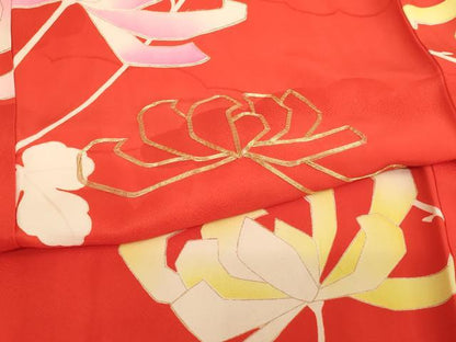 平和屋着物[]七五三　女の子　７歳　祝着　四つ身　駒刺繍　枝花文　金彩　逸品　AABJ5389ja