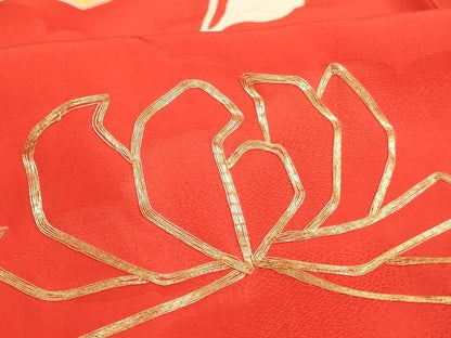 平和屋着物[]七五三　女の子　７歳　祝着　四つ身　駒刺繍　枝花文　金彩　逸品　AABJ5389ja