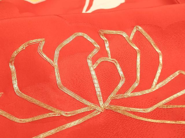 平和屋着物[]七五三　女の子　７歳　祝着　四つ身　駒刺繍　枝花文　金彩　逸品　AABJ5389ja