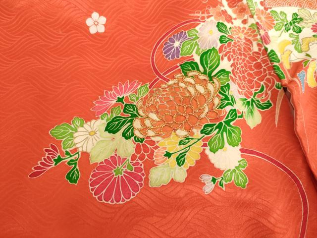 平和屋着物[]七五三　女の子　３歳　祝着　一つ身　駒刺繍　扇面花文　金彩　逸品　未使用　AABJ5391ja