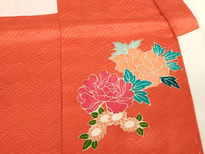 平和屋着物[]七五三　女の子　３歳　祝着　一つ身　駒刺繍　扇面花文　金彩　逸品　未使用　AABJ5391ja