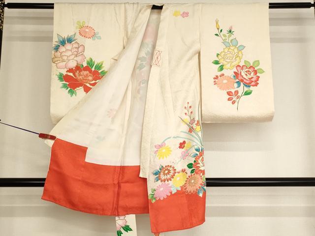 平和屋着物[]お宮参り　女の子　祝着　産着　初着　のしめ　刺繍　花車文　金糸　金彩　逸品　AABJ5392ja