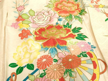 平和屋着物[]お宮参り　女の子　祝着　産着　初着　のしめ　刺繍　花車文　金糸　金彩　逸品　AABJ5392ja