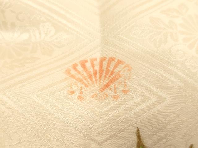 平和屋着物[]お宮参り　女の子　祝着　産着　初着　のしめ　刺繍　花車文　金糸　金彩　逸品　AABJ5392ja