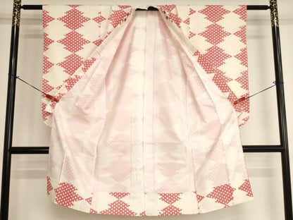 平和屋着物[]女の子 子供 長襦袢 袷 松皮菱七宝文 半衿刺繍 洗える着物 AABJ5395ja