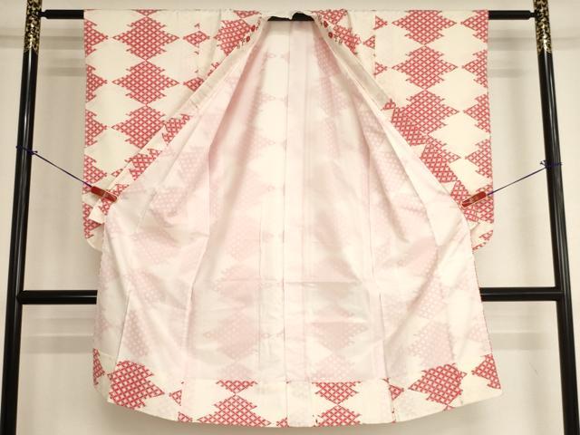 平和屋着物[]女の子 子供 長襦袢 袷 松皮菱七宝文 半衿刺繍 洗える着物 AABJ5395ja