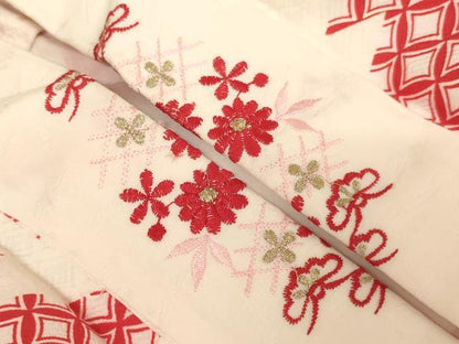 平和屋着物[]女の子 子供 長襦袢 袷 松皮菱七宝文 半衿刺繍 洗える着物 AABJ5395ja