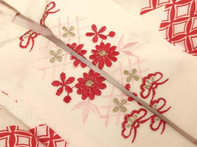 平和屋着物[]女の子 子供 長襦袢 袷 松皮菱七宝文 半衿刺繍 洗える着物 AABJ5395ja