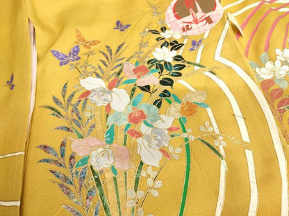 平和屋着物[]お宮参り　女の子　祝着　産着　初着　のしめ　花蝶文　金銀彩　逸品　未使用　AABJ5399ja