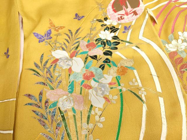 平和屋着物[]お宮参り　女の子　祝着　産着　初着　のしめ　花蝶文　金銀彩　逸品　未使用　AABJ5399ja