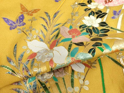 平和屋着物[]お宮参り　女の子　祝着　産着　初着　のしめ　花蝶文　金銀彩　逸品　未使用　AABJ5399ja
