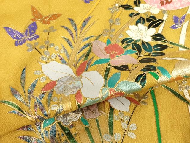 平和屋着物[]お宮参り　女の子　祝着　産着　初着　のしめ　花蝶文　金銀彩　逸品　未使用　AABJ5399ja