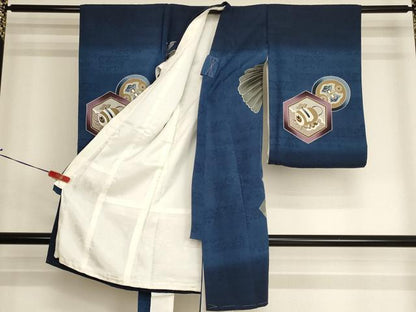 平和屋着物[]お宮参り　男の子　祝着　産着　初着　のしめ　鷹　地紙吉祥文　金銀彩　逸品　未使用　AABJ5400ja