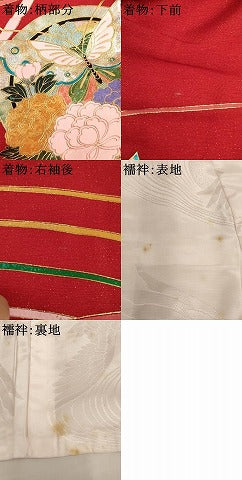 平和屋着物[]お宮参り　女の子　祝着　産着　初着　のしめ　花蝶丸文　金銀彩　金通し地　逸品　未使用　AABJ5403ja