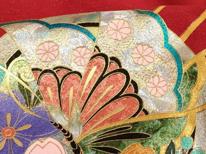 平和屋着物[]お宮参り　女の子　祝着　産着　初着　のしめ　花蝶丸文　金銀彩　金通し地　逸品　未使用　AABJ5403ja