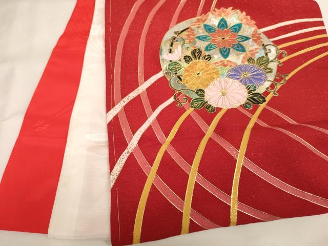 平和屋着物[]お宮参り　女の子　祝着　産着　初着　のしめ　花蝶丸文　金銀彩　金通し地　逸品　未使用　AABJ5403ja