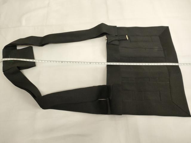 平和屋本店▼夏物　茶人　小野塚五条袈裟　絽　黒地　山田八郎法衣店謹製　箱付き　法衣　寺院　仏具　仏教　僧侶　神職　装束　AABJ5461ja