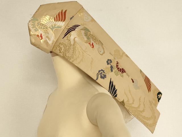 平和屋本店▼帽子　金襴　鳳凰花文　法衣　寺院　仏具　仏教　僧侶　神職　装束　AABJ5539ja