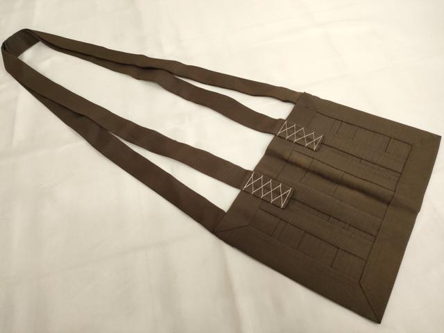 平和屋本店▼夏物　茶人　小野塚五条袈裟　絽　黒茶色地　法衣　寺院　仏具　仏教　僧侶　神職　装束　AABJ5553ja