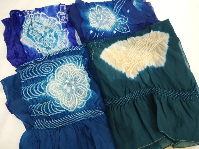 平和屋着物[]子供　男の子　和装小物　兵児帯4点セット　柄絞り　舞花文　地紙文　正絹あり　逸品　AABJ5585ja