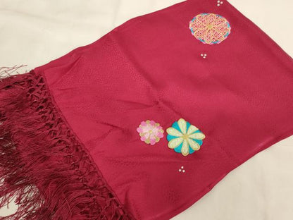 平和屋着物[]七五三　女の子　和装小物　志古貴　刺繍　舞花文　ラインストーン　金糸　正絹　逸品　AABJ5587ja
