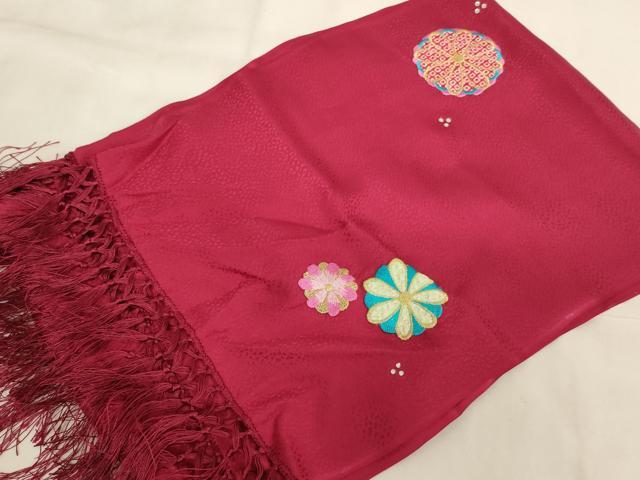 平和屋着物[]七五三　女の子　和装小物　志古貴　刺繍　舞花文　ラインストーン　金糸　正絹　逸品　AABJ5587ja