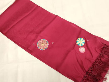 平和屋着物[]七五三　女の子　和装小物　志古貴　刺繍　舞花文　ラインストーン　金糸　正絹　逸品　AABJ5587ja