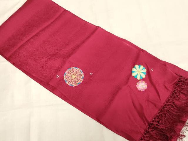 平和屋着物[]七五三　女の子　和装小物　志古貴　刺繍　舞花文　ラインストーン　金糸　正絹　逸品　AABJ5587ja