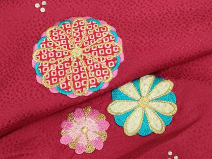 平和屋着物[]七五三　女の子　和装小物　志古貴　刺繍　舞花文　ラインストーン　金糸　正絹　逸品　AABJ5587ja