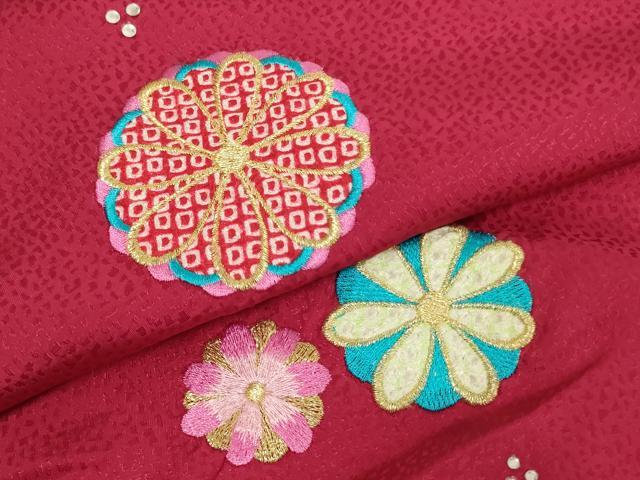 平和屋着物[]七五三　女の子　和装小物　志古貴　刺繍　舞花文　ラインストーン　金糸　正絹　逸品　AABJ5587ja