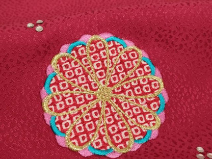 平和屋着物[]七五三　女の子　和装小物　志古貴　刺繍　舞花文　ラインストーン　金糸　正絹　逸品　AABJ5587ja