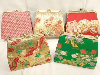 平和屋着物[]七五三　女の子　和装小物　バッグまとめて5点　がま口　飛鶴花文　束ね熨斗文　金銀糸　逸品　AABJ5594ja