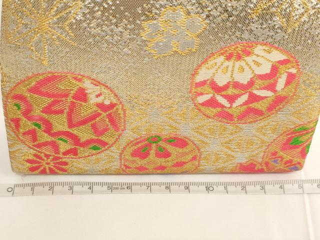 平和屋着物[]七五三　女の子　和装小物　バッグまとめて5点　がま口　舞花文　手毬文　金糸　逸品　AABJ5597ja
