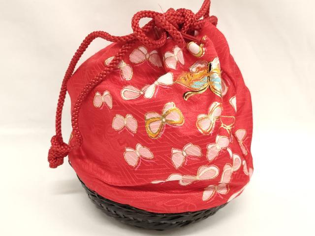 平和屋着物[]七五三　女の子　和装小物　巾着バッグまとめて10点　舞蝶文　桜　金糸　金彩　逸品　AABJ5599ja
