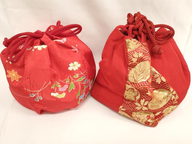 平和屋着物[]七五三　女の子　和装小物　巾着バッグまとめて10点　舞蝶文　桜　金糸　金彩　逸品　AABJ5599ja