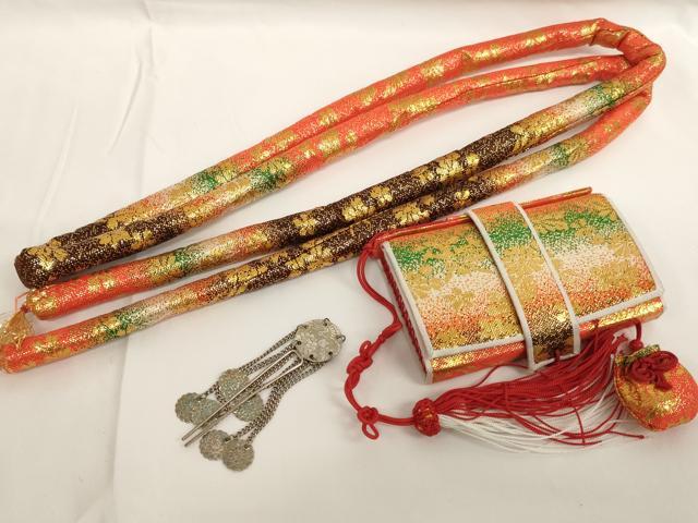 平和屋着物[]七五三　女の子　和装小物セット　草花文　逸品　AABJ5605ja