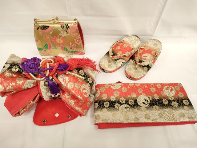 平和屋着物[]七五三　女の子　和装小物セット　鶴丸花文　逸品　AABJ5616ja