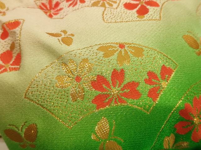 平和屋着物[]七五三　女の子　和装小物　巾着バッグ　地紙花文　暈し染め　金糸　箱付き　逸品　AABJ5618ja
