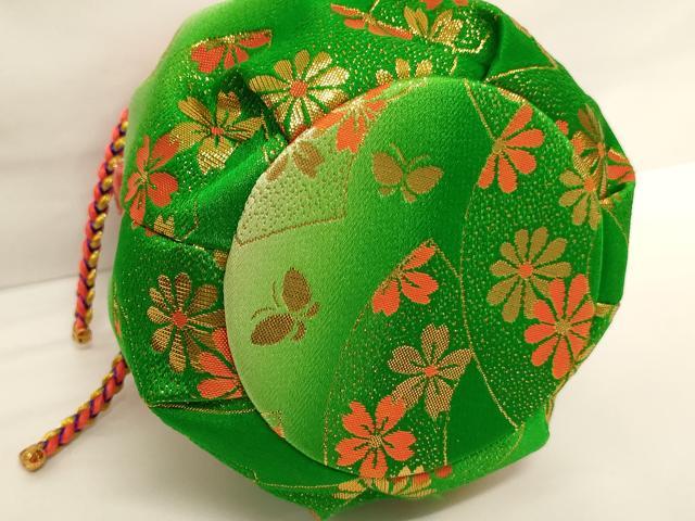 平和屋着物[]七五三　女の子　和装小物　巾着バッグ　地紙花文　暈し染め　金糸　箱付き　逸品　AABJ5618ja