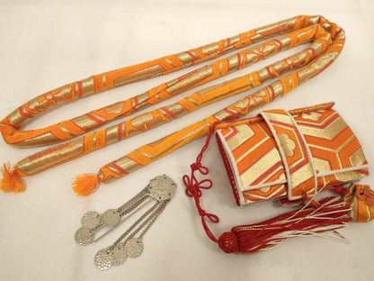 平和屋着物[]七五三　女の子　和装小物セット　亀甲花文　金糸　箱付き　逸品　AABJ5620ja
