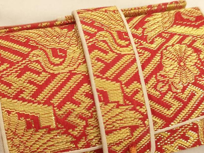 平和屋着物[]七五三　女の子　和装小物セット　飛鶴花文　金糸　箱付き　逸品　AABJ5621ja