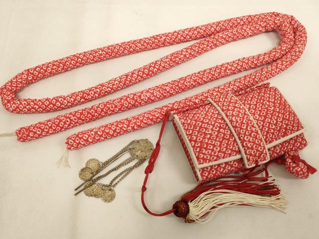平和屋着物[]七五三　女の子　和装小物セット　絞り　箱付き　逸品　AABJ5623ja